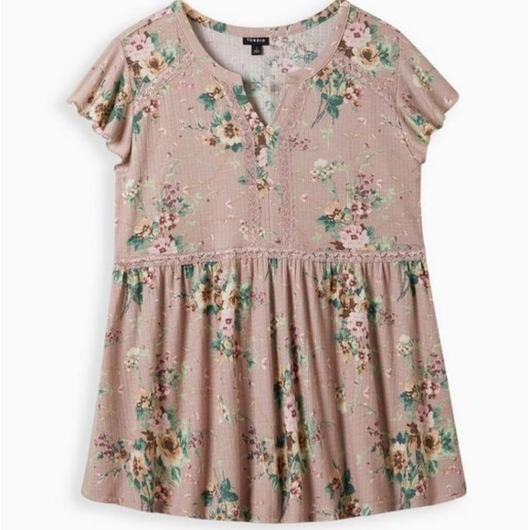 Torrid Knit Notch Neck Lace Trim Babydoll NWT 3 - Picture 4 of 5